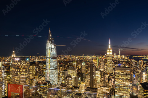 long exposure night shot of Manhattan skyline