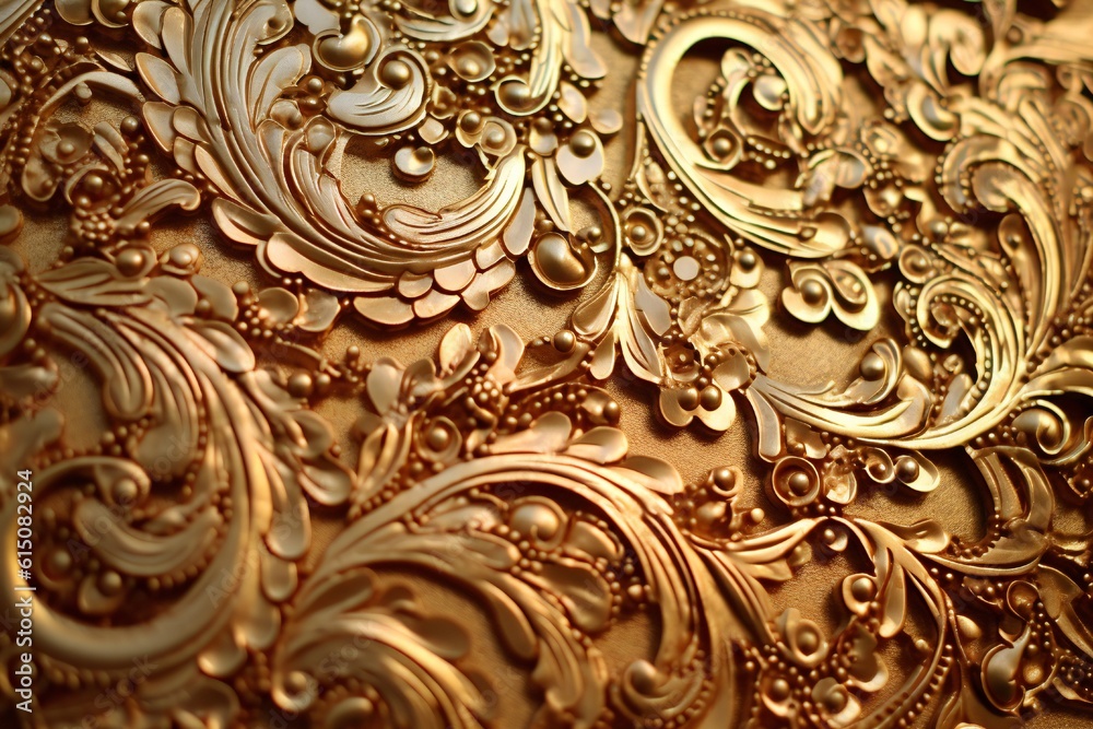 Sharp gold filigree ornate texture Generative AI Sharp gold filigree ornate texture Generative AI