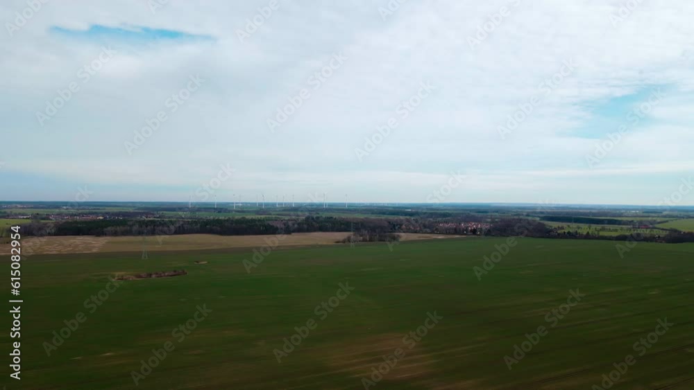 Aerial view of a nature preserve green meadow during Spring in Brandenburg Germany Aerial view of a nature preserve green meadow during Spring in Brandenburg Germany