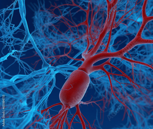 red blood vessels, 3d illustration of the Human blood 