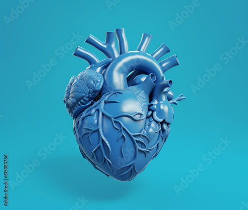 Heart anatomy, Illustration of the Human heart on a blue background 