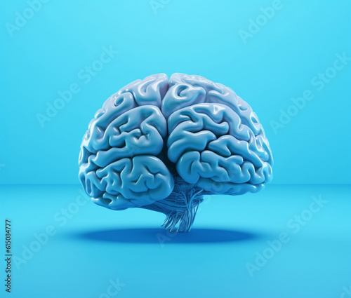 illustration of human brain, 3d model of the human brain on a blue background 