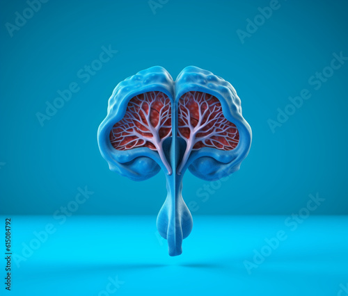 urinary bladder on a blue background, medical illustration 