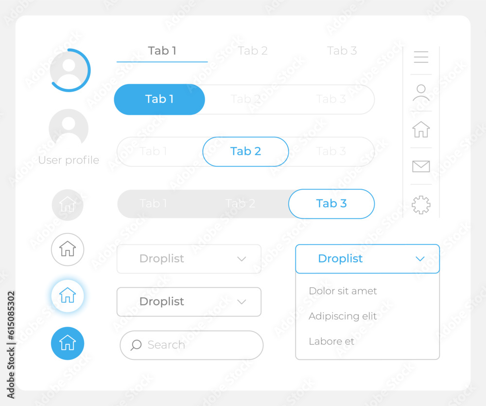 Edit account UI elements kit. Editable isolated vector components. Navigation menu. Web design widget pack for mobile application, software with light theme. Montserrat Light, Medium, Bold fonts used Edit account UI elements kit. Editable isolated vector components. Navigation menu. Web design widget pack for mobile application, software with light theme. Montserrat Light, Medium, Bold fonts used