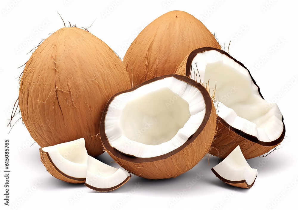 Illustration of coconut on a white background. Illustration of coconut on a white background.
