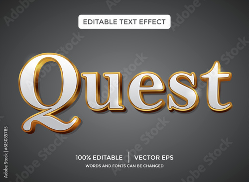  golden quest 3D editable text effect template