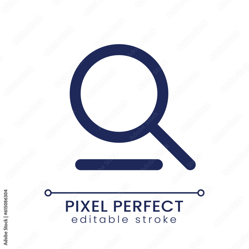 Searching tool pixel perfect linear ui icon. Magnifying glass. Find information. GUI, UX design. Outline isolated user interface element for app and web. Editable stroke. Poppins font used Searching tool pixel perfect linear ui icon. Magnifying glass. Find information. GUI, UX design. Outline isolated user interface element for app and web. Editable stroke. Poppins font used