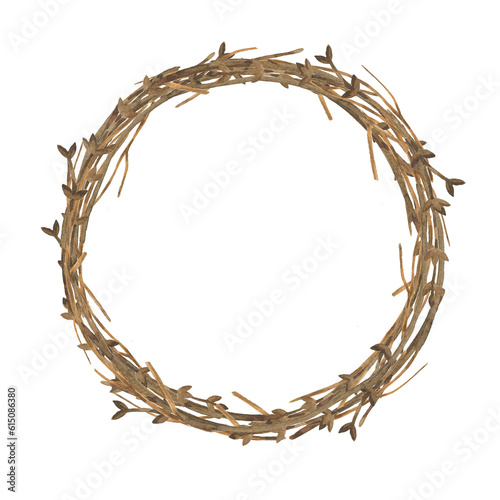 Valokuva Watercolor illustration vine rustic wreath