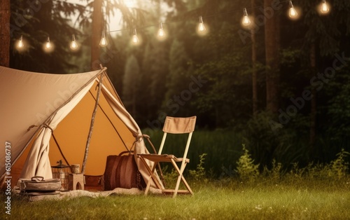 CAMPING holiday mockup background with empty space for text, high quality