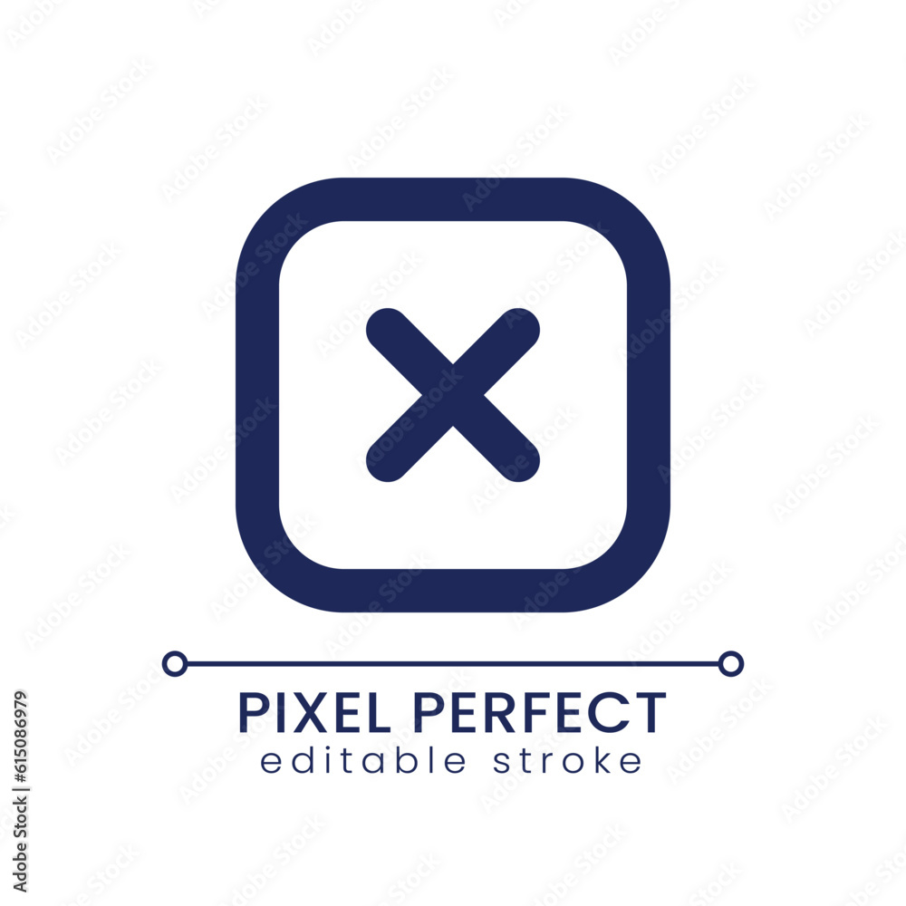 Obraz premium Close button pixel perfect linear ui icon. Leave webpage function. System error. GUI, UX design. Outline isolated user interface element for app and web. Editable stroke. Poppins font used
