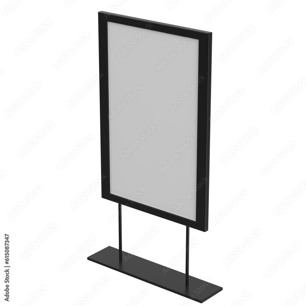 3D rendering illustration of a countertop banner sign holder 3D rendering illustration of a countertop banner sign holder