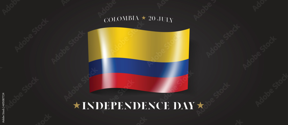 Colombia happy independence day greeting card, banner with template text vector illustration