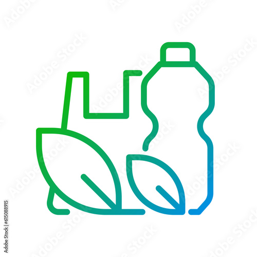 Biodegradable plastic pixel perfect gradient linear vector icon. Materials safe for nature. Eco friendly products. Thin line color symbol. Modern style pictogram. Vector isolated outline drawing