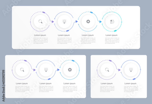 Financial goals infographic chart design template set. Editable infochart with icons. Instructional graphics with options, steps sequence. Visual data presentation. Arial, Merriweather Sans fonts used photo