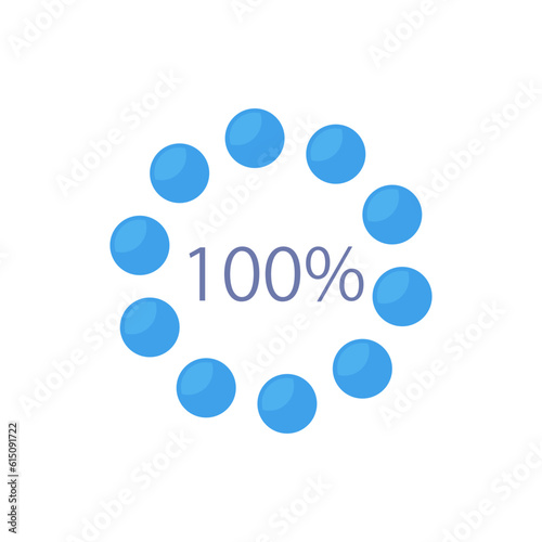 Percentage dot infographic chart design template. Download finish. One hundred. Editable radial infochart with performance completeness. Visual data presentation. Myriad Pro-Bold, Regular fonts used