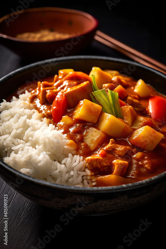 a Curry Rice with blur background