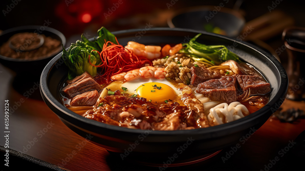 a Sukiyaki with blur background a Sukiyaki with blur background