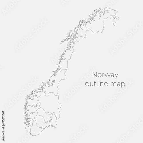 Vector map country Norway divided on regions