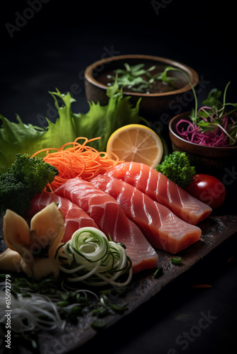 a Sashimi with blur background