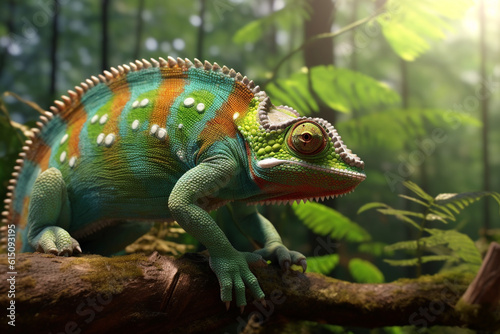 Chameleon in a wood Made with Generative AI © Dicky