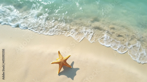 Starfish in beach sunny day sky with clouds amazing blue ocean sea island