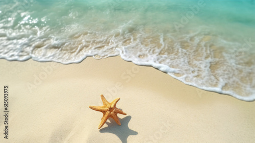 Starfish in beach sunny day sky with clouds amazing blue ocean sea island