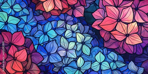 AI Generated. AI Generative. Color vibrant plant flowet blossom blooming abstraact geometric shape. Decoration pattern love romantic nature. Graphic Art