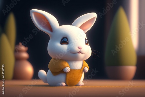Cute Little White Bunny Smiling