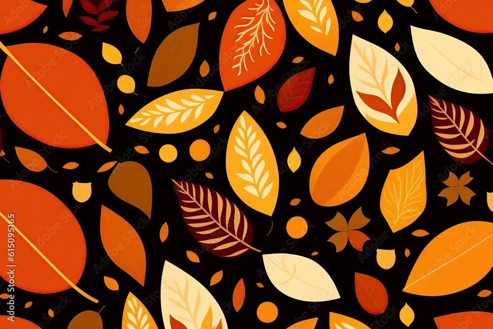 Autumn Leaves Pattern Flat Background Autumn Leaves Pattern Flat Background
