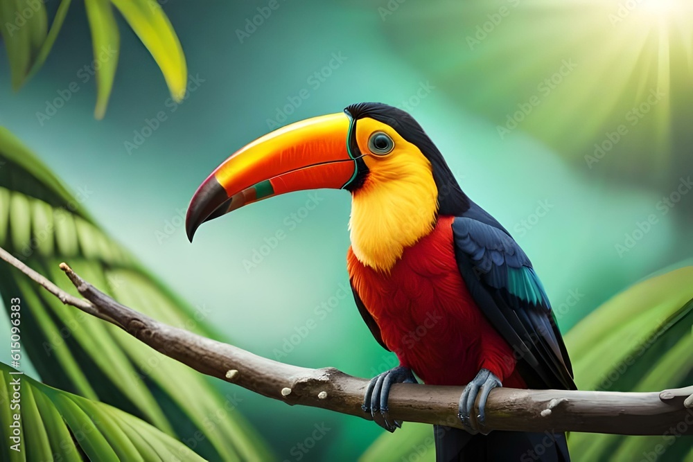 Naklejka premium Very beautiful bird with an amazing view, created with AI
