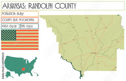 Large and detailed map of Randolph County in Arkansas, USA. photo