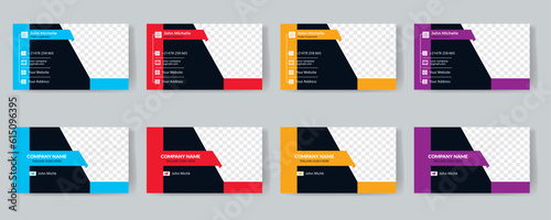 Double-sided modern creative corporate business card template. Portrait and landscape orientation. Horizontal and vertical layout. Vector illustration