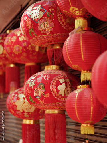 Chinese red lantern being sold at the local decoration show