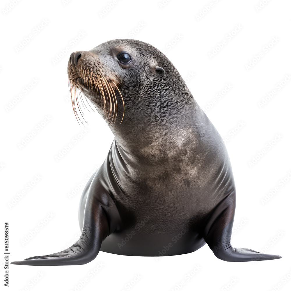 Fototapeta premium sea lion looking isolated on white