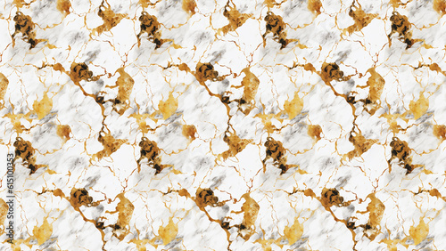 texture of white and gold marble stone background (Generative AI)