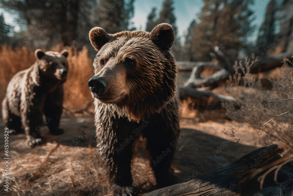 Brown bears in nature. Generative AI Brown bears in nature. Generative AI