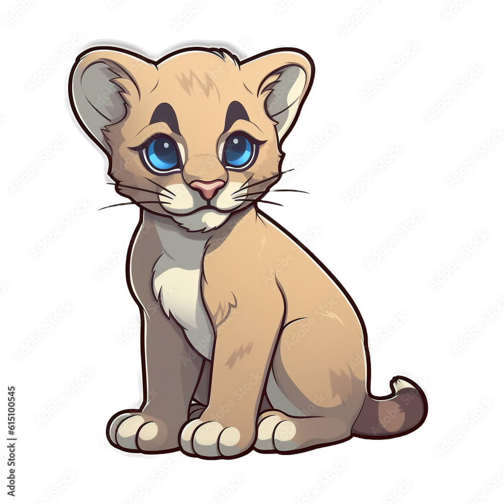 Obraz premium Puma Character Sticker, Generative AI