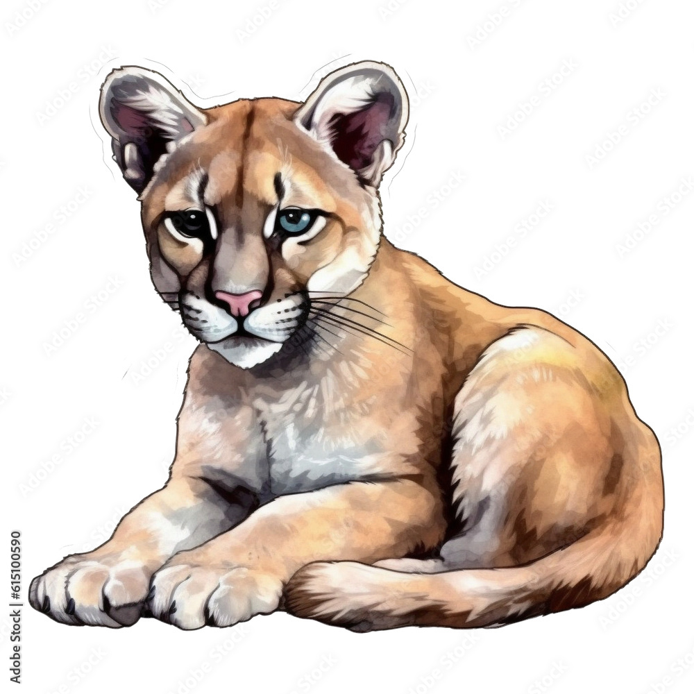 Obraz premium Puma Character Sticker, Generative AI