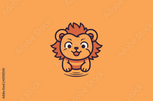 Cute lion logo vector icon illustration design. Lion logo design template