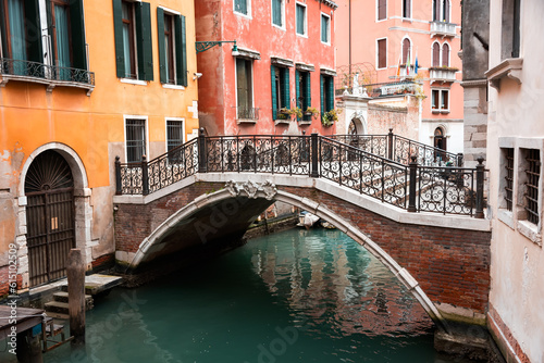Narrow canal with a bridge in Venice, Italy © Maresol