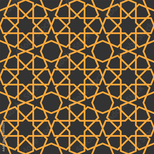 Mashrabiya pattern background of Arabesque or Arab ornament, seamless vector. Mashrabiya Islamic or Arabic abstract pattern of Muslim Arabian tile with geometric mosaic Arabesque motif pattern photo