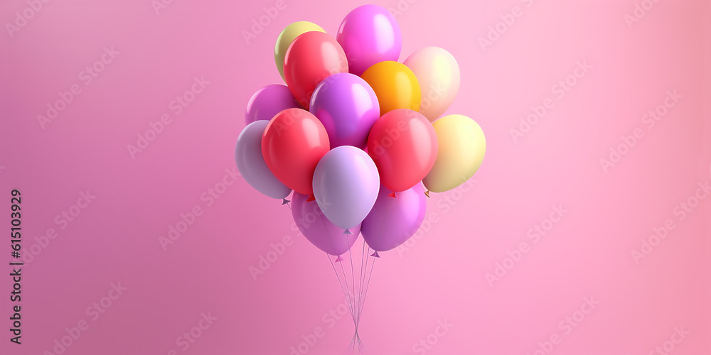 Colorful balloons on a pink background, the concept of a holiday, event, birthday, opening ceremony Colorful balloons on a pink background, the concept of a holiday, event, birthday, opening ceremony