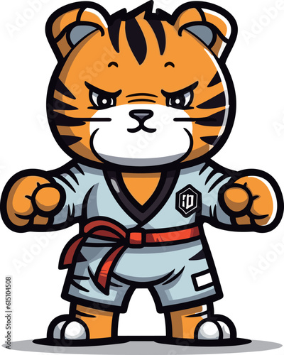 Kung Fu athlete tiger mascot vector illustration