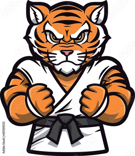 Kung Fu athlete tiger mascot vector illustration