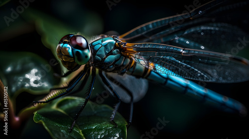 Dragonfly on water. Generative AI © PIRMYN