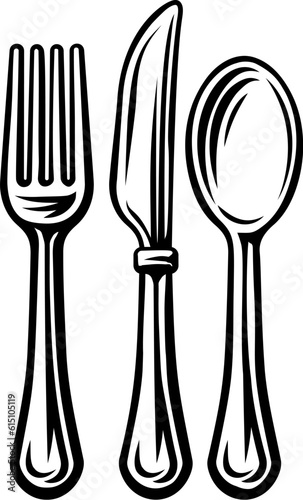 A fork, spoon and knife cutlery dinner utensil place setting silverware icon