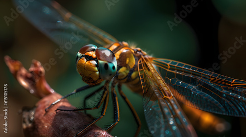 Dragonfly on water. Generative AI © PIRMYN
