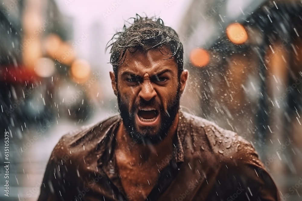 雨に濡れる男性 with generative ai 雨に濡れる男性 with generative ai