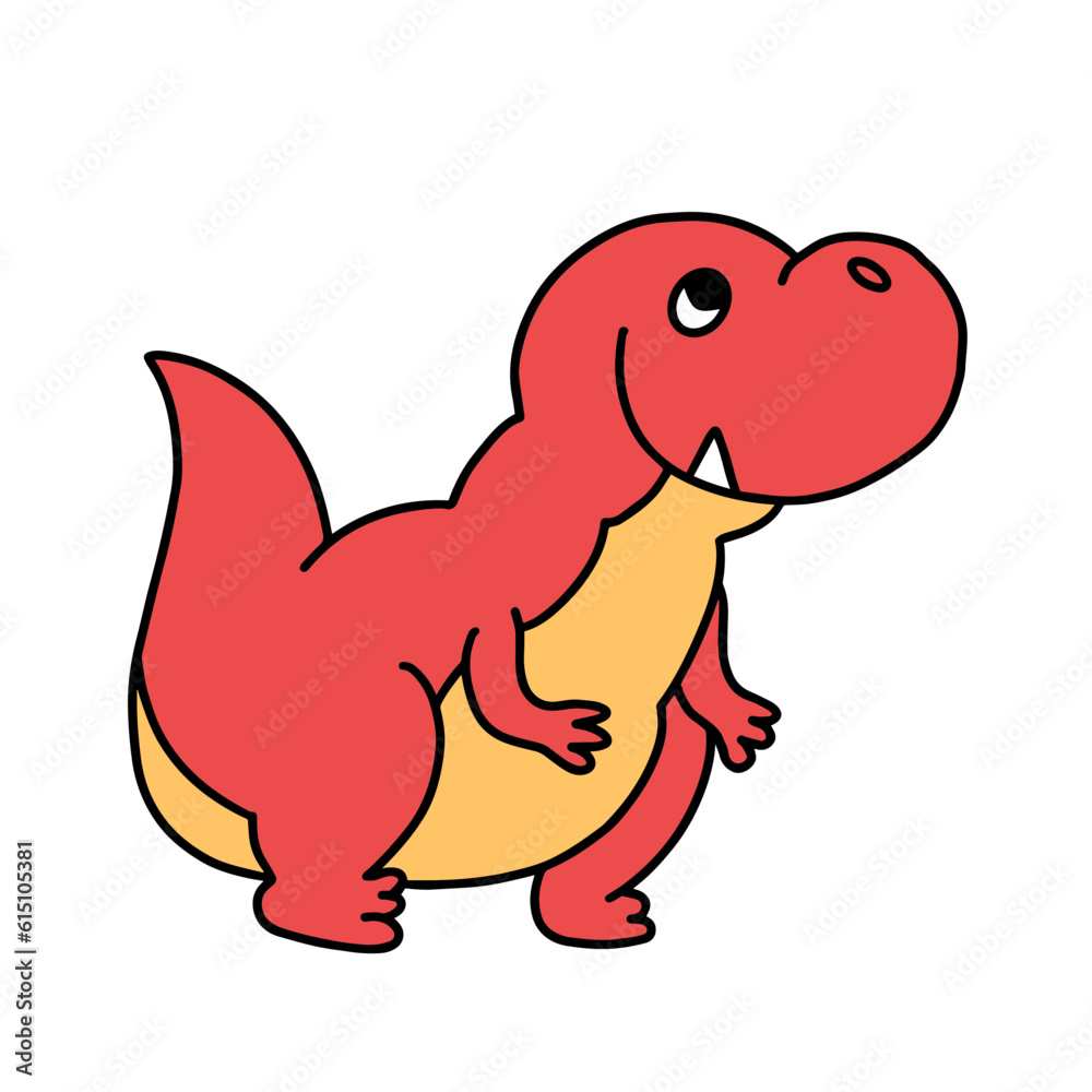 Fototapeta premium Cute Red Dinosaur