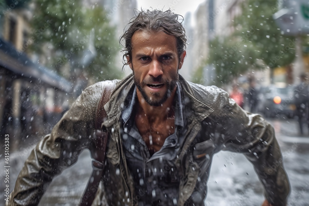 雨に濡れる男性 with generative ai 雨に濡れる男性 with generative ai
